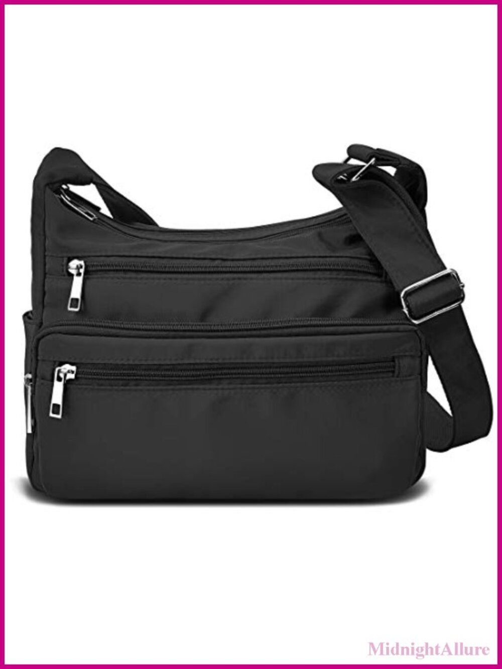 RFID Crossbody Bag Nylon Multi Pocket Travel Purse Adjustable Strap